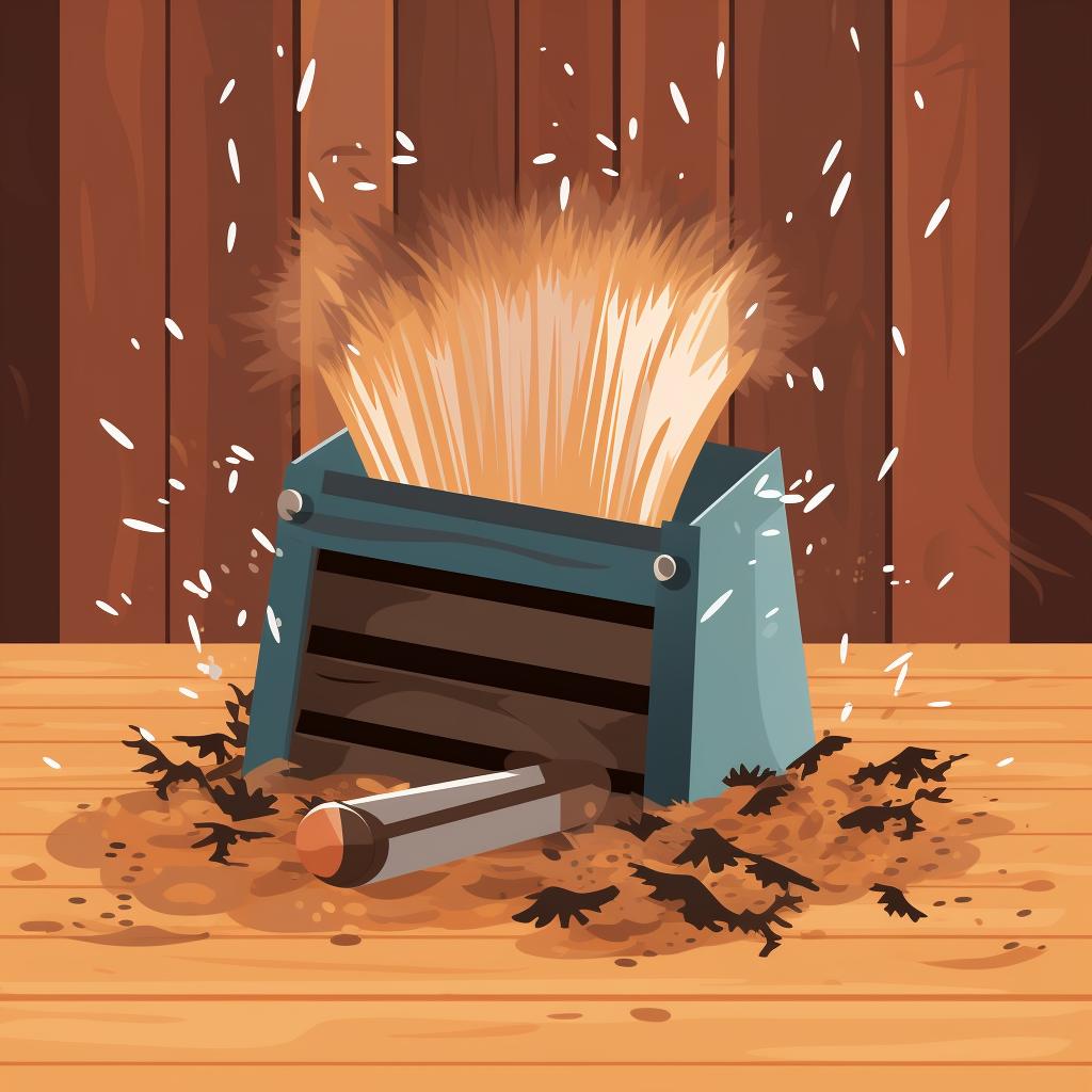 A soft brush sweeping debris off a sauna heater